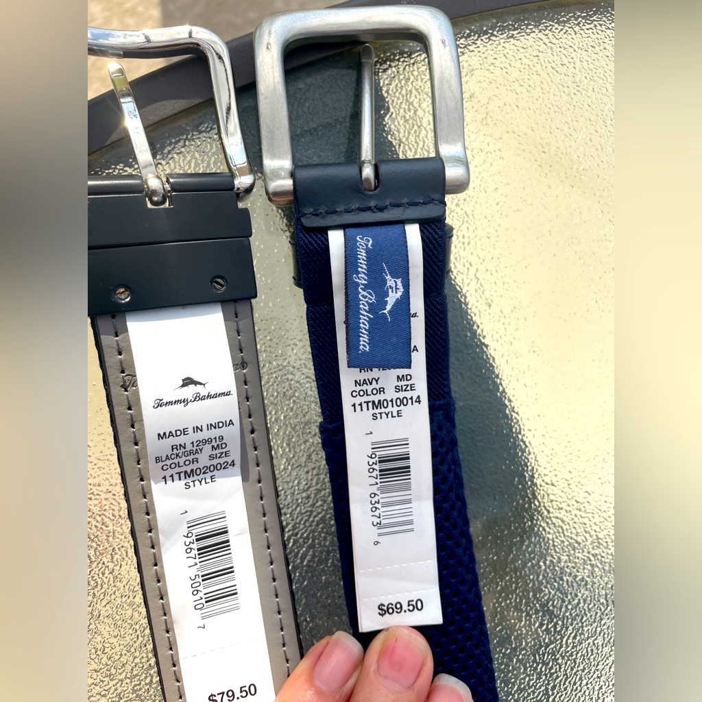 Tommy Bahama Nwt Stylish Black And Blue Belts With Silver Buckles Med